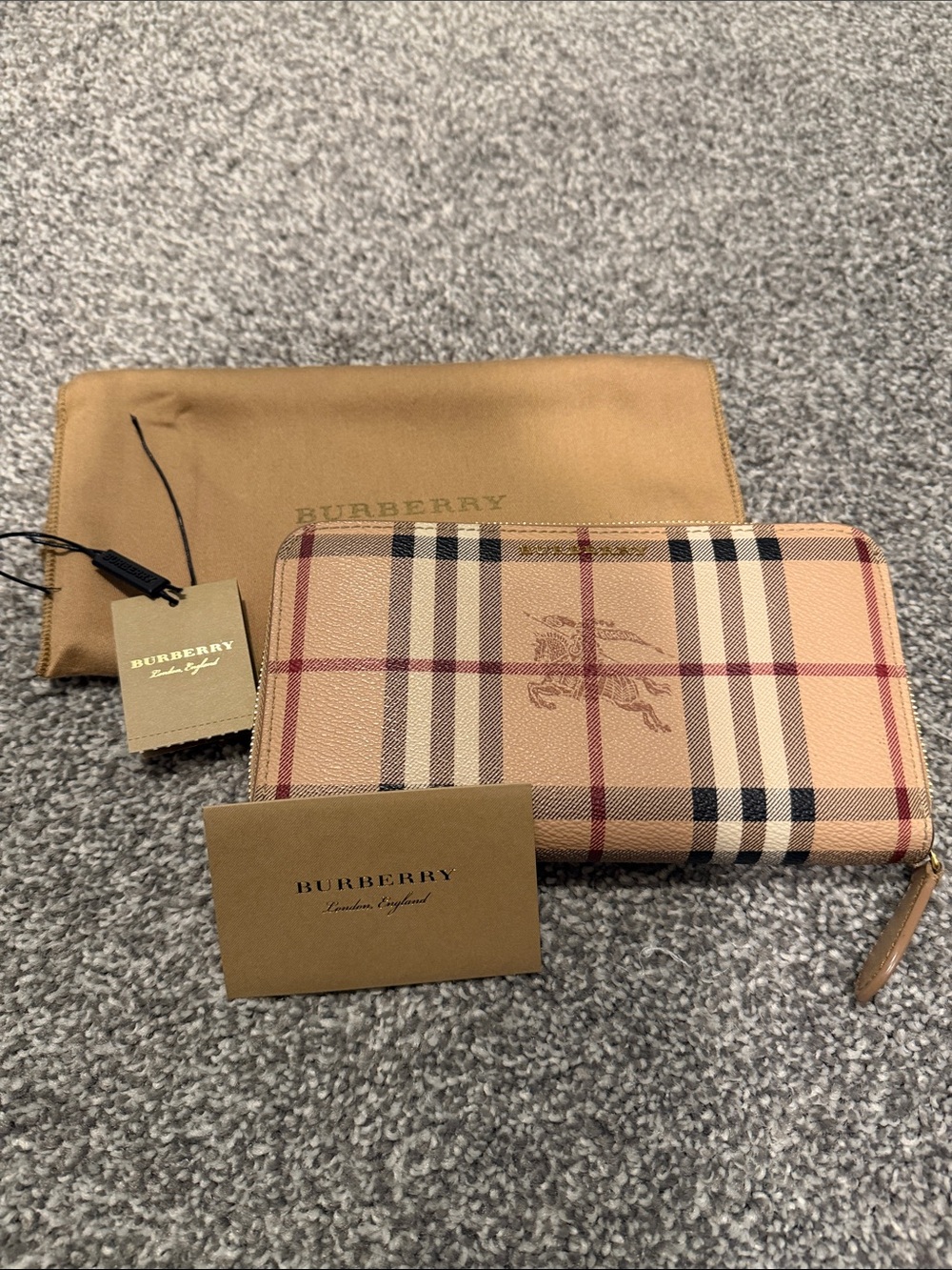 Authentic Burberry Haymarket Zip Around Wallet